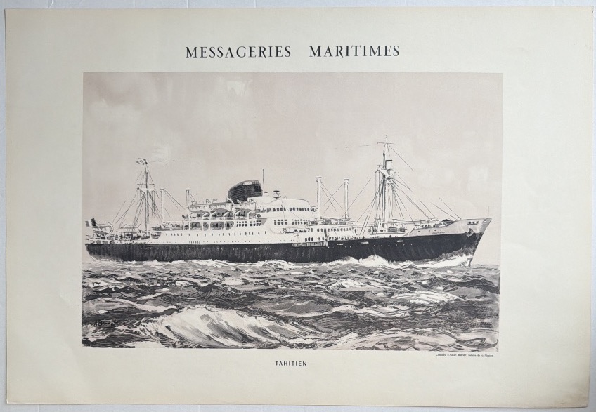 Vintage Poster Of The Messageries Maritimes’ Tahitian Ocean Liner By Albert Brenet  