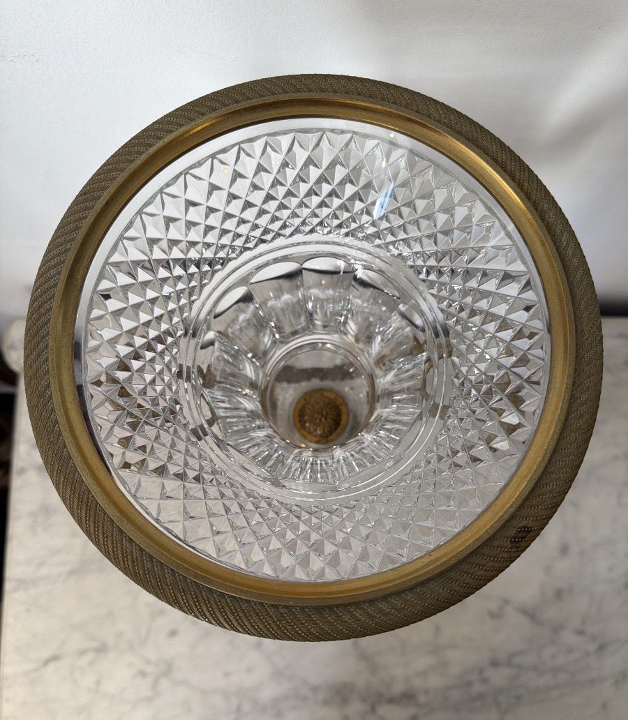 Grande urne Médicis en bronze doré et cristal taillé début XXème-photo-2