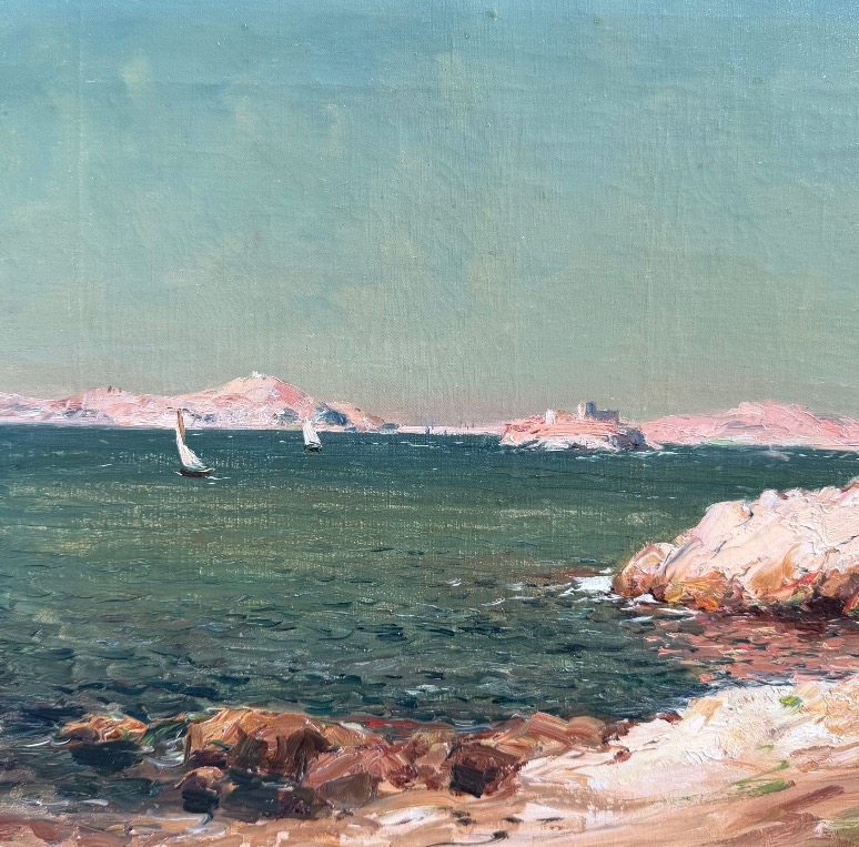 Jean Baptiste Olive (1848-1936)  Vue du château d’if et des îles du frioul depuis le prophète-photo-3