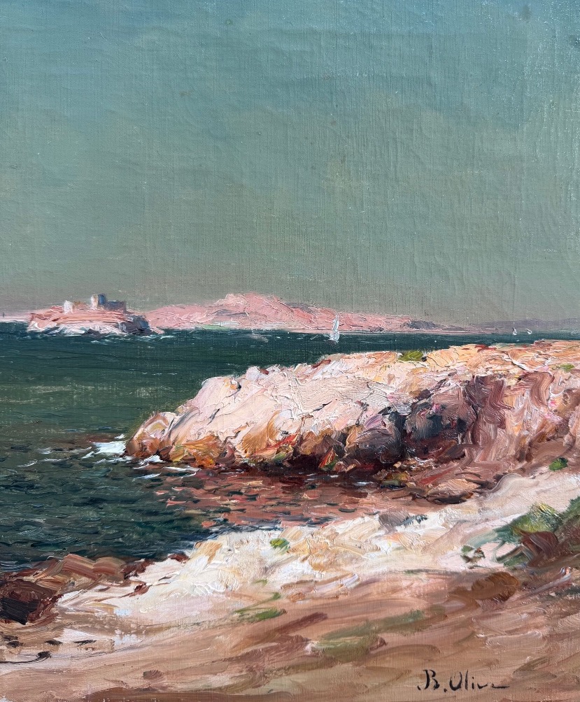 Jean Baptiste Olive (1848-1936)  Vue du château d’if et des îles du frioul depuis le prophète-photo-4