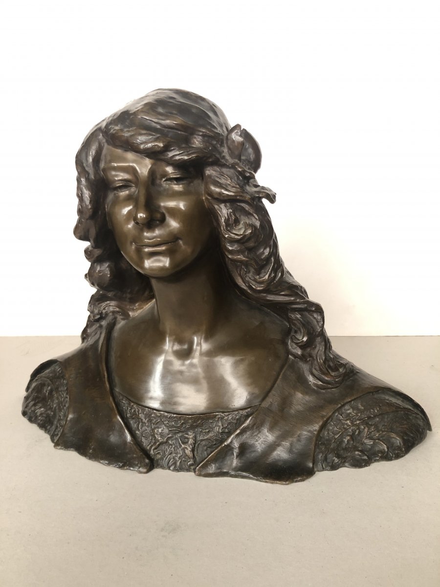 Léon Noel Delagrange (1872 1910) Bronze Brown Patina La Belle Milanaise