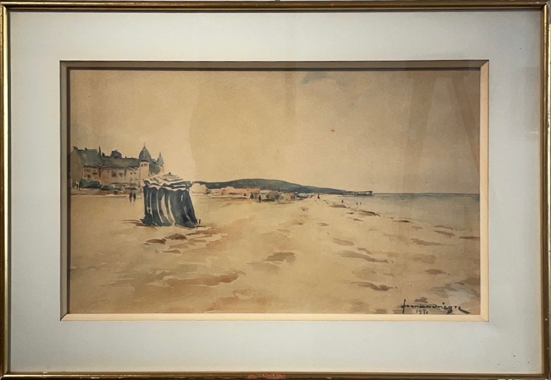 Fernand Negre (1899-1985) Bord De Mer à Trouville -photo-3