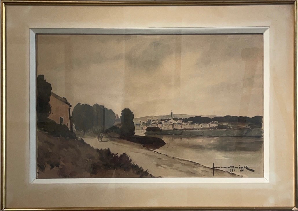 Fernand Negre (1899-1985) Bors de Marne à Chateau-Thierry-photo-2