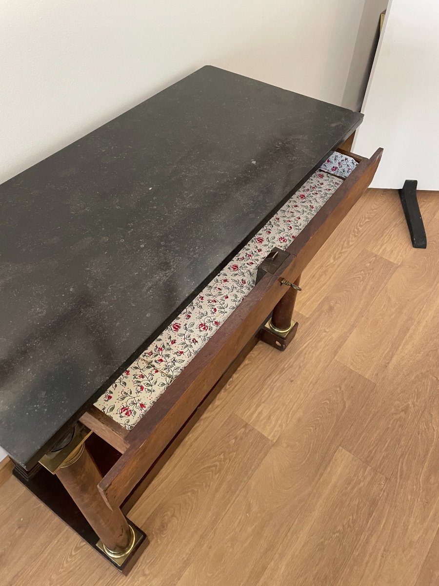 Console Premier Empire à Colonnes Détachées Et Dessus Marbre -photo-1