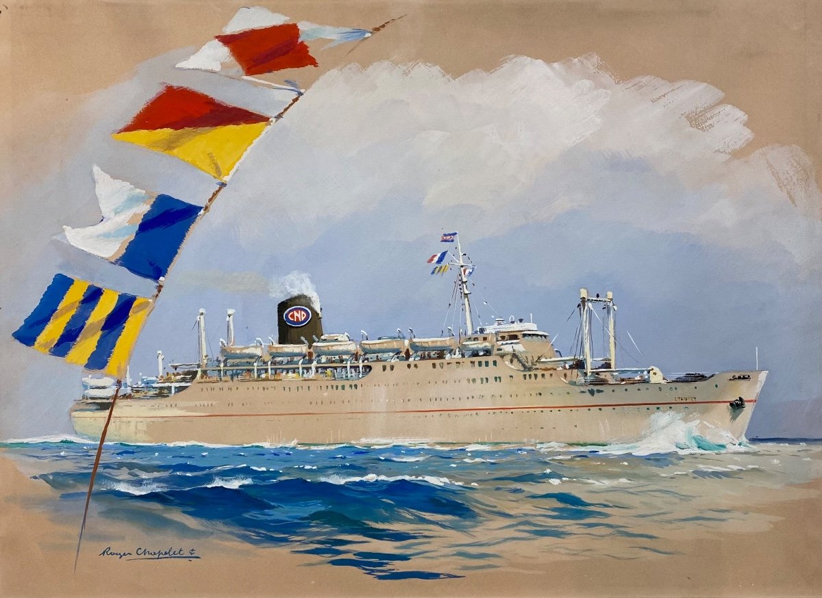 Roger Chapelet (1903-1995) Portrait Du Lyautey Compagnie De Navigation Paquet