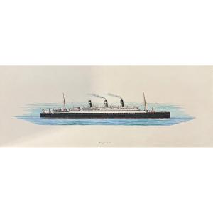 Jb Bastide 1900 1970 Watercolor Of The Belgenland Liner 'red Star Line'