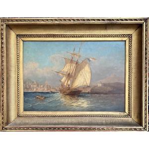 Joseph Suchet (1824-1896 Marseille) Sailboat Entering The Port Of Marseille