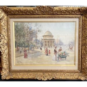 Théophile Meunier (1800-1884) Parc Monceau In Paris