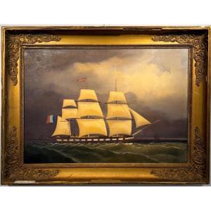 Richard Faxon (1816–1875) Three-masted Square-rigged Ship Mazacran