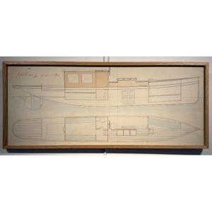 Late 19th-century Naval Architect's Drawing