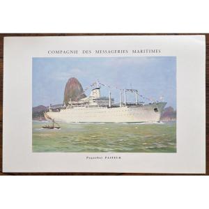 Affiche d’époque du paquebot Pasteur des Messageries Maritimes par Roger Chapelet 