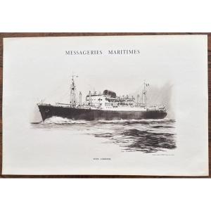 Affiche originale d’époque du paquebot Jean Laborde des Messagerie Maritime