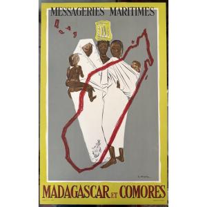 Poster For Messageries Maritimes, Madagascar, And The Comoros By E. Faure