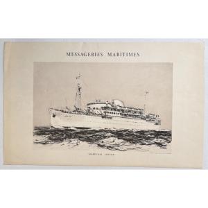 Vintage Portrait Poster Of Marshal Joffre By Albert Brenet For Messageries Maritimes