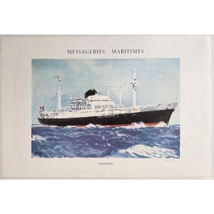 Vintage Poster Of The Messageries Maritimes Liner *caledonien* By Albert Brenet