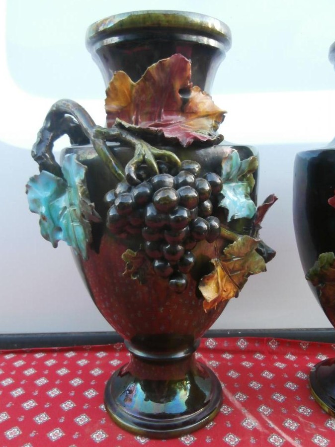 Pair Of Vases In Barbotine-photo-2