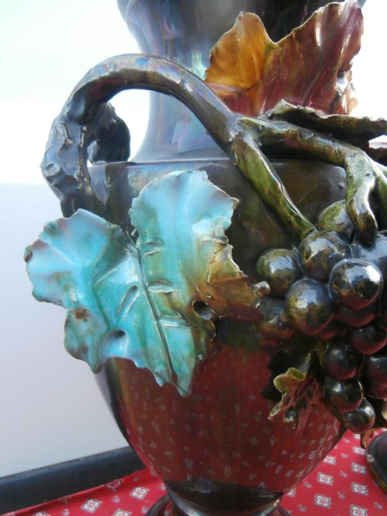Pair Of Vases In Barbotine-photo-4