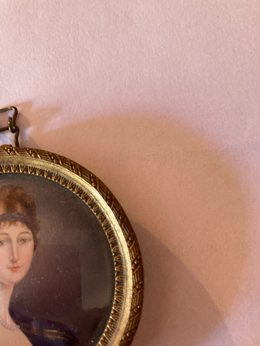 Miniature On Ivory Portrait Of A Young Woman Napoleon III-photo-3