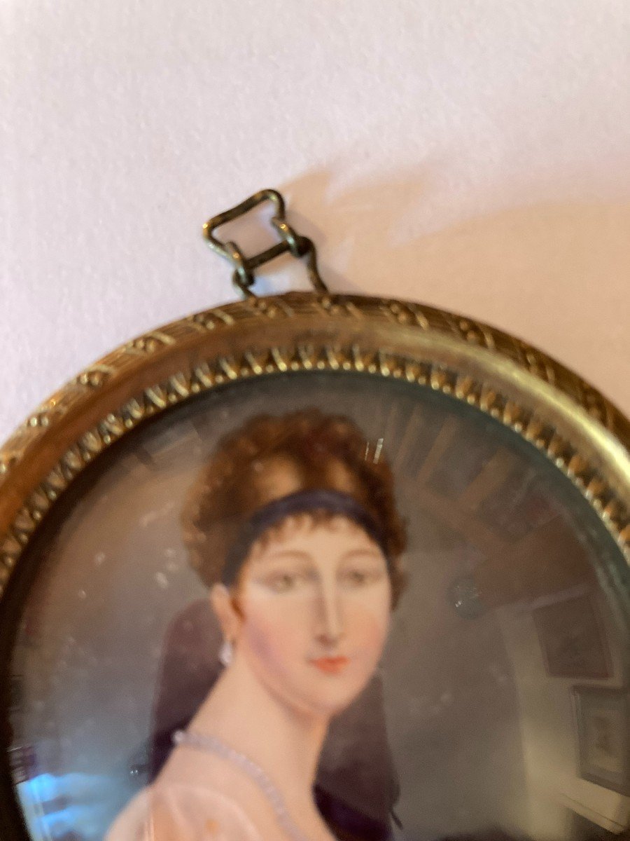 Miniature On Ivory Portrait Of A Young Woman Napoleon III-photo-4