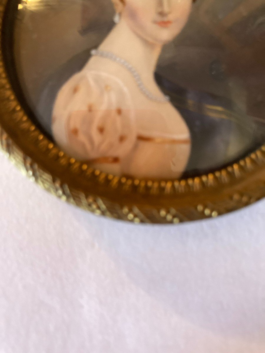 Miniature On Ivory Portrait Of A Young Woman Napoleon III-photo-1
