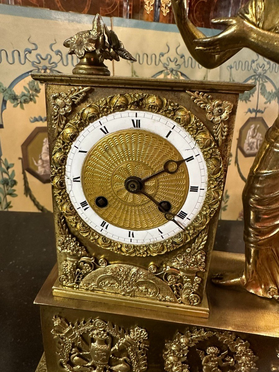 Empire Clock Representing A Woman With A Butterfly 19th-photo-4