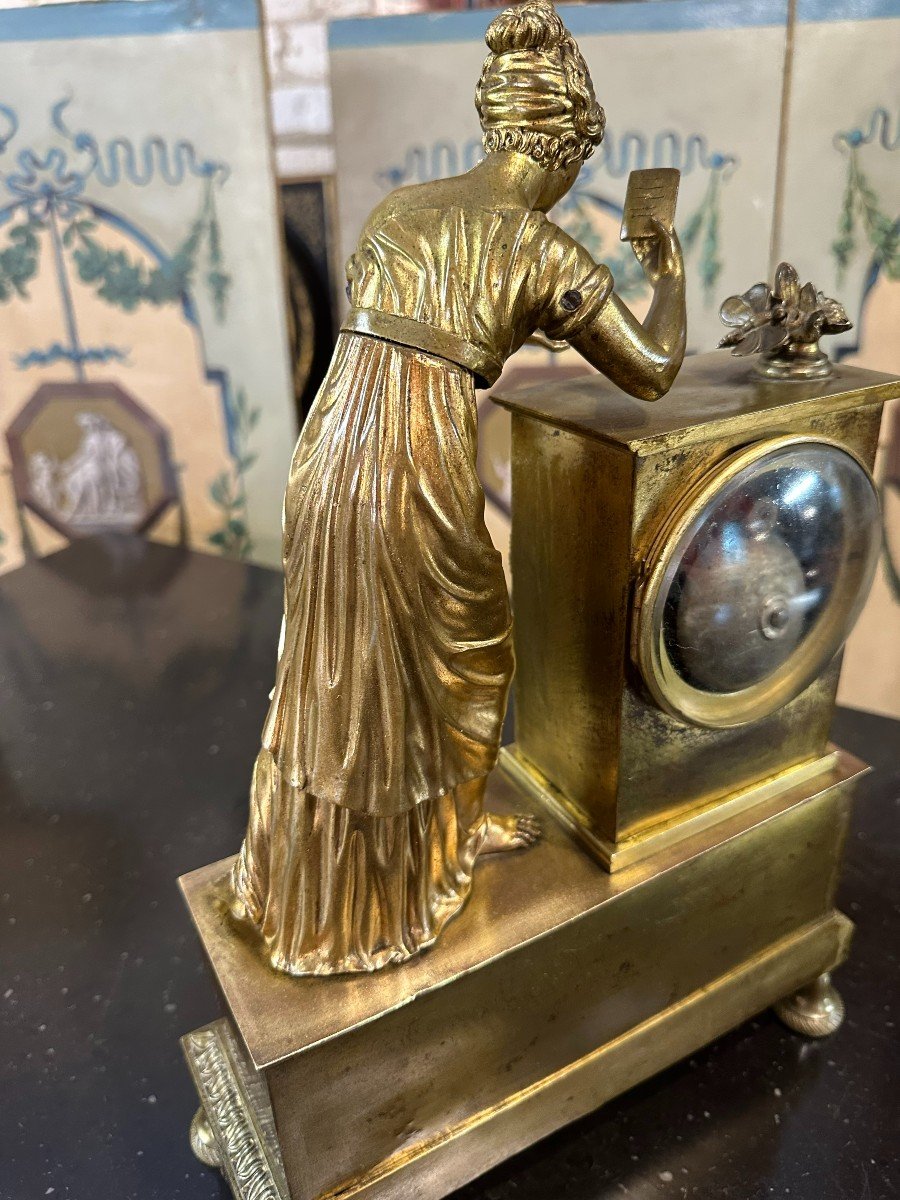 Empire Clock Representing A Woman With A Butterfly 19th-photo-3