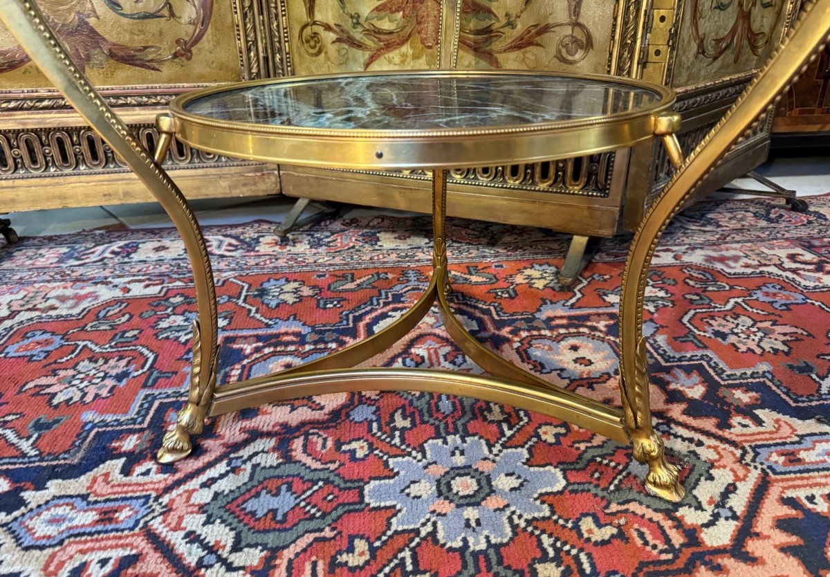 Tropode Pedestal Table In Gilt Bronze -photo-4