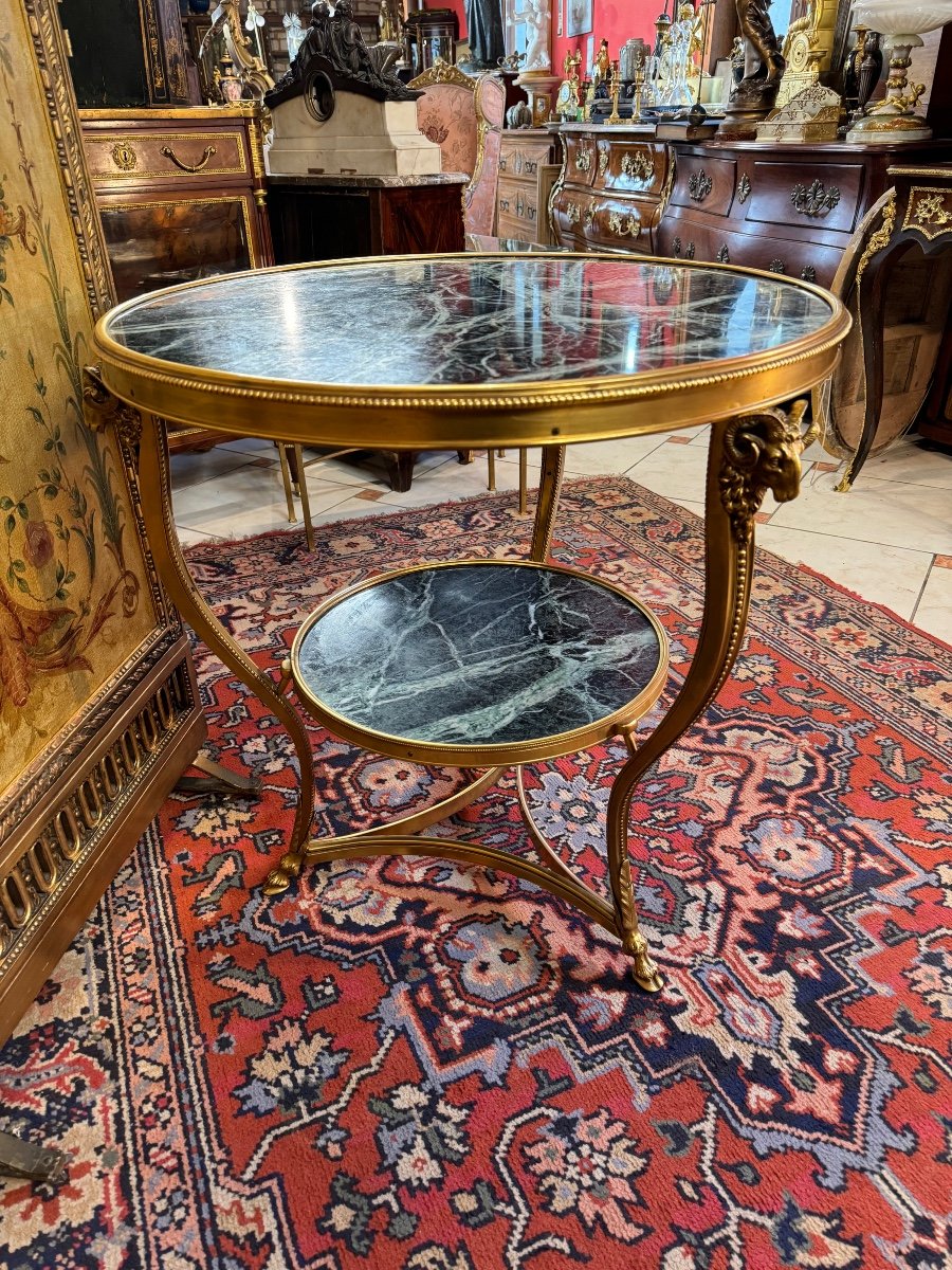 Tropode Pedestal Table In Gilt Bronze -photo-6