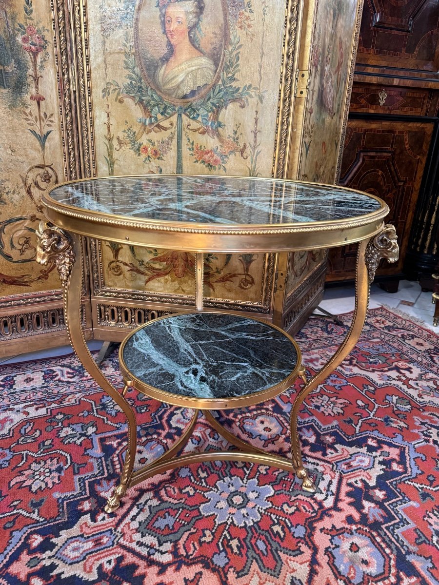 Tropode Pedestal Table In Gilt Bronze 