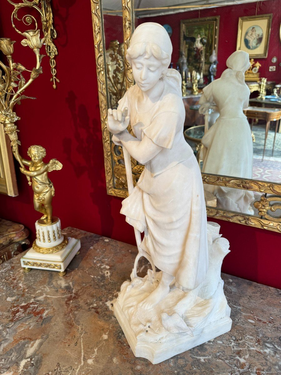 19th C. Peasant Alabaster Statue