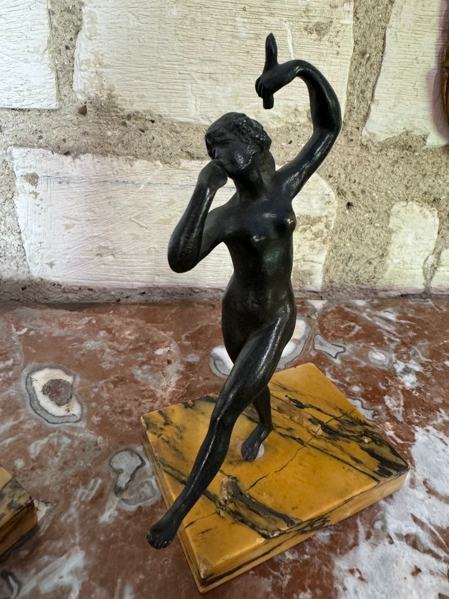 PAIRE DE PERSONNAGES ANTIQUE EN BRONZE-photo-4