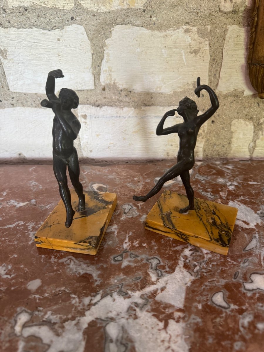 PAIRE DE PERSONNAGES ANTIQUE EN BRONZE-photo-4