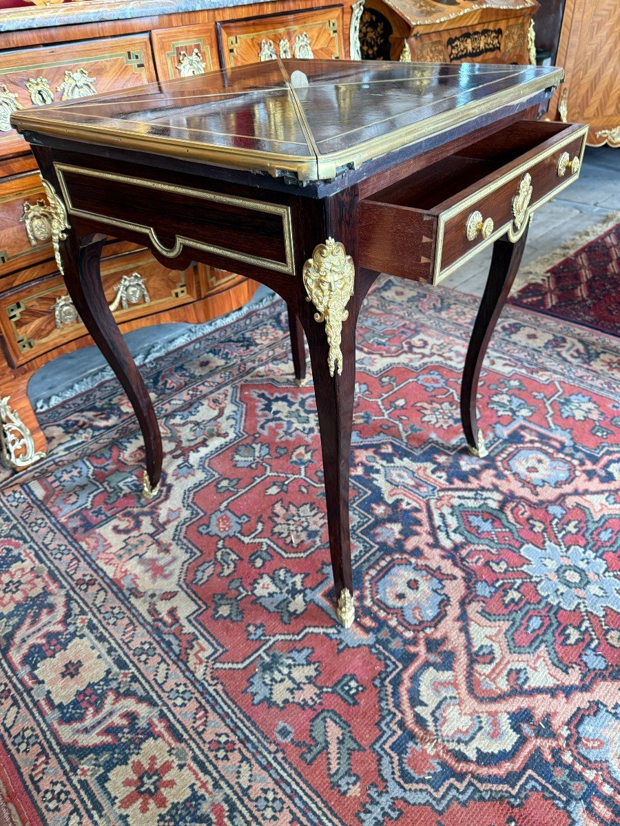19th Century Rosewood Veneer Handkerchief Games Table-photo-2