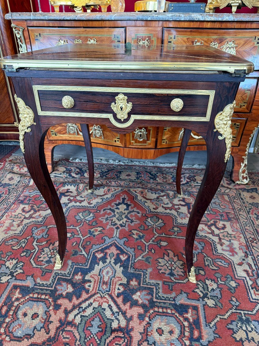 19th Century Rosewood Veneer Handkerchief Games Table-photo-6