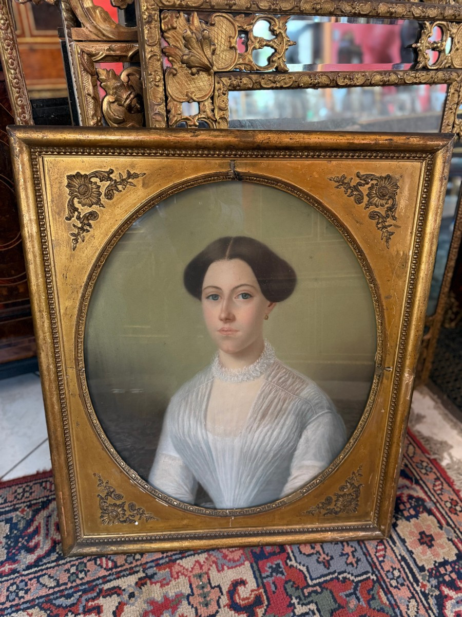 Pastel Portrait Of A Woman From The 19th Century