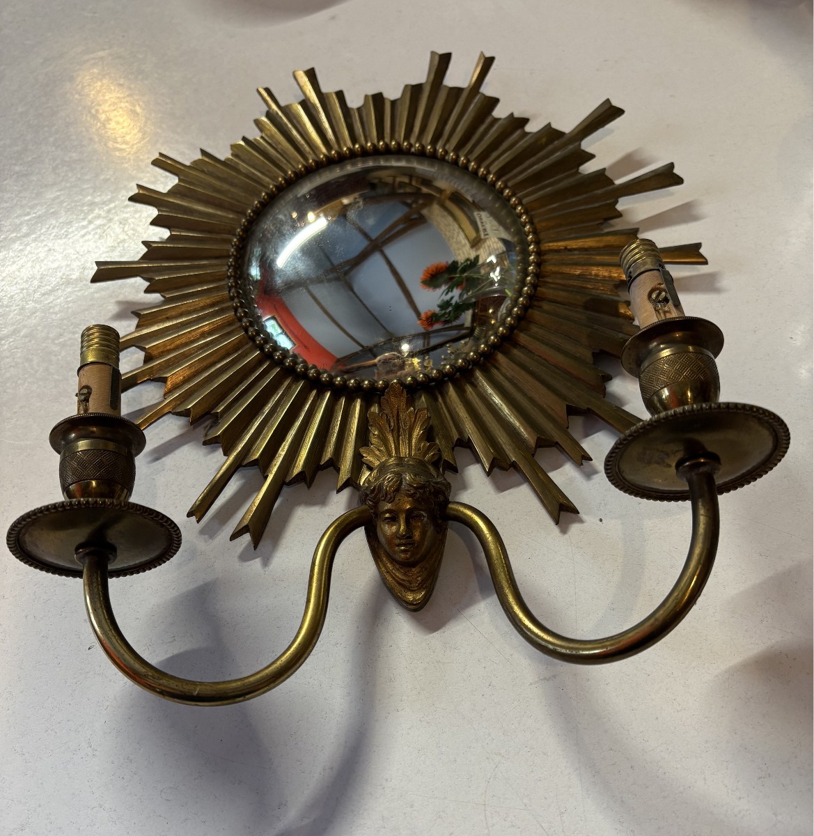 APPLIQUE MIROIR DE SORCIERE FORME SOLEIL,  TRAVAIL DE LA MAISON JANSENS-photo-6