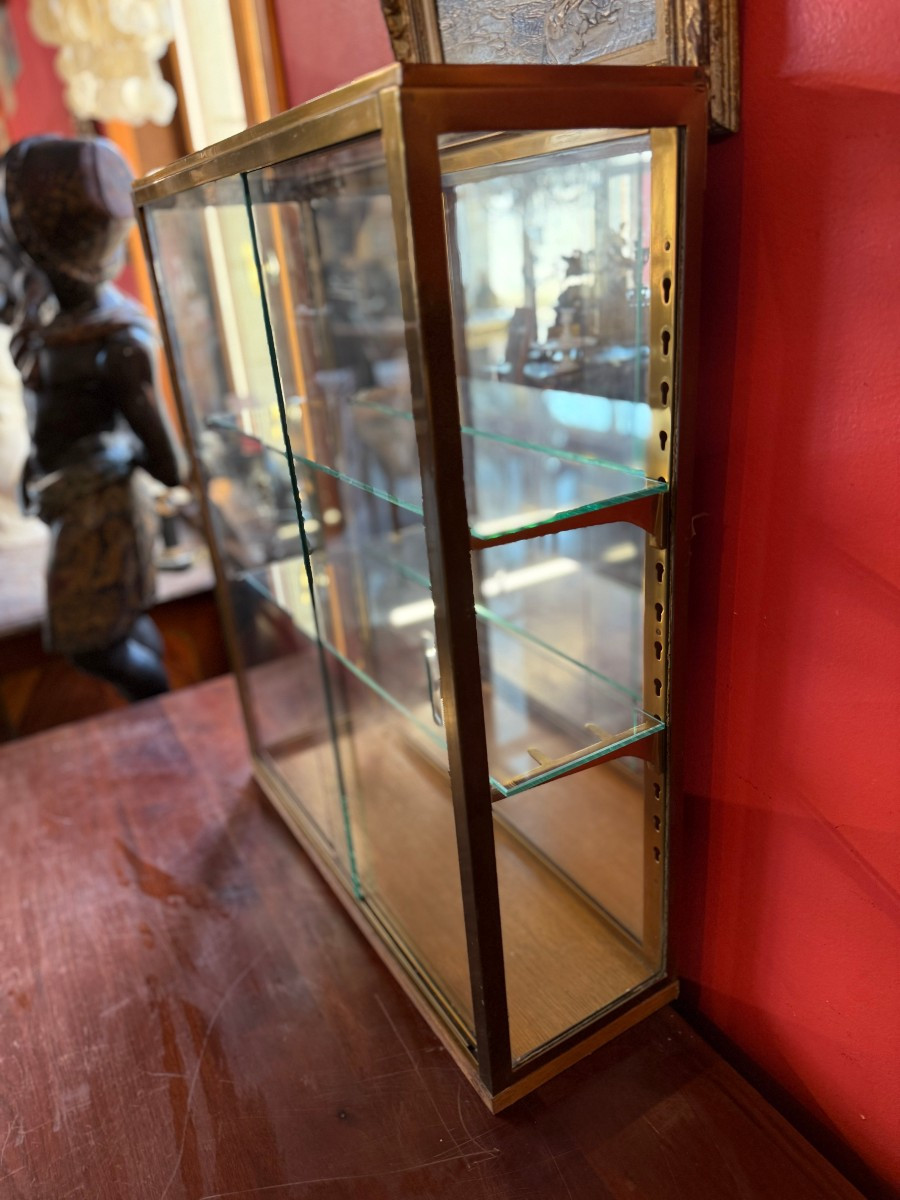 VITRINE MURALE EN VERRE ET LAITON 19ème-photo-1