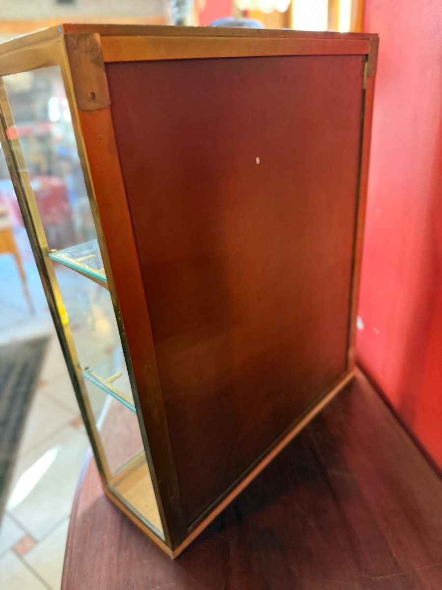VITRINE MURALE EN VERRE ET LAITON 19ème-photo-2
