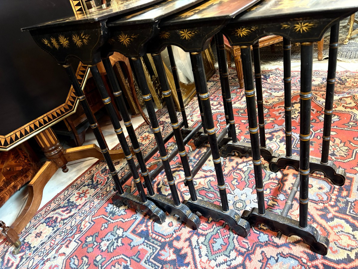 Series Of Four Nesting Tables In 19th Century Chinese Lacquer-photo-4
