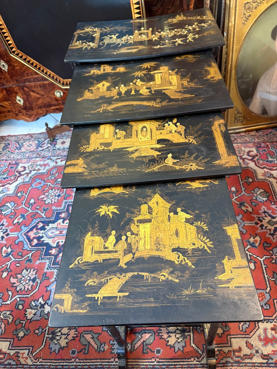 Series Of Four Nesting Tables In 19th Century Chinese Lacquer