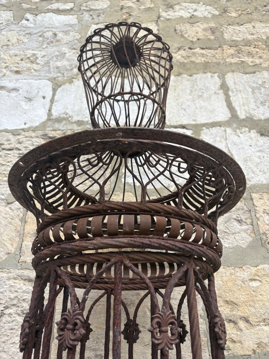 Pair Of Wrought Iron Columns With Lattice 20th Century-photo-3
