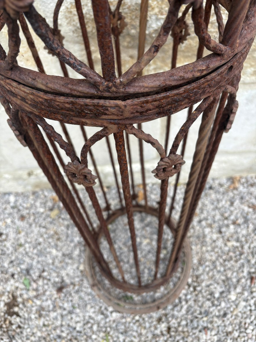 Pair Of Wrought Iron Columns With Lattice 20th Century-photo-4