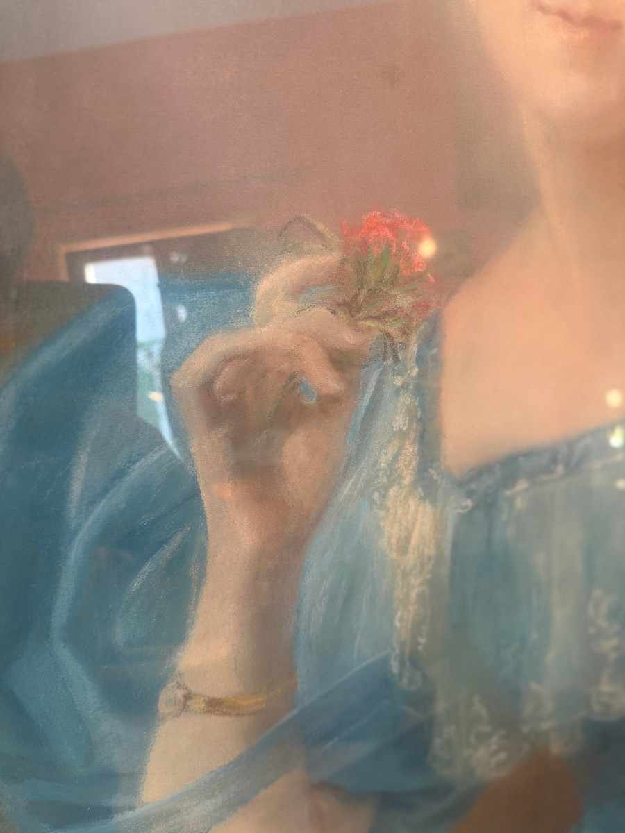 PASTEL REPRESENTANT UNE JEUNE DAME DU 19ème-photo-4