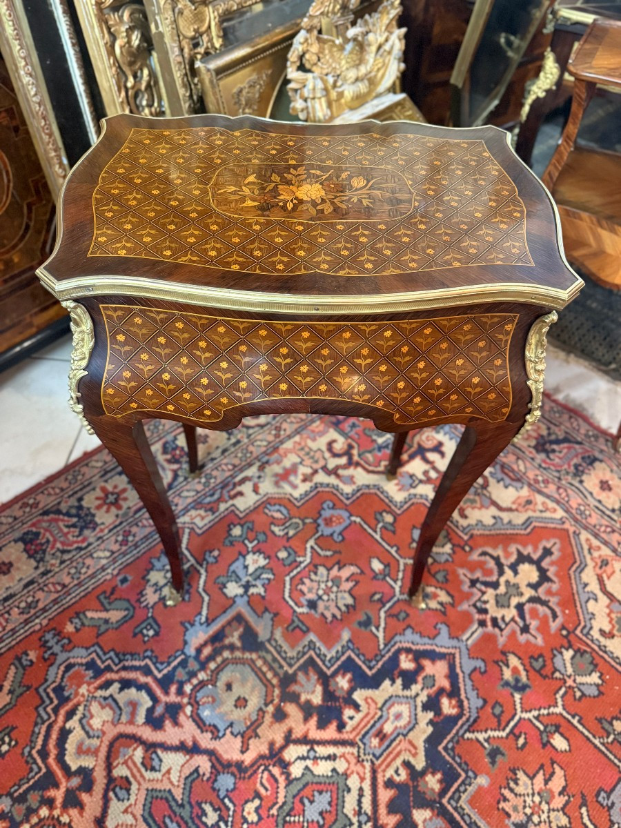 COIFFEUSE EN MARQUETERIE EPOQUE NAPOLEON III-photo-8