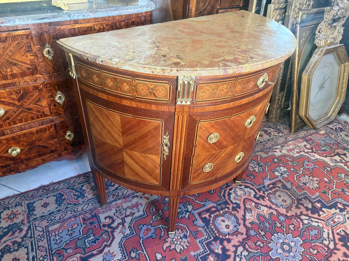 COMMODE DEMI LUNE DE STYLE LOUIS XVI-photo-2