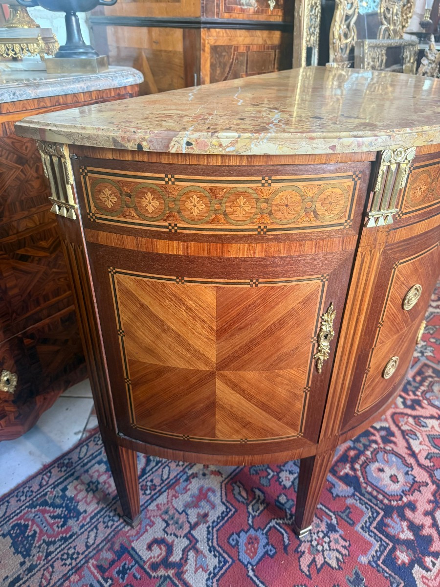 COMMODE DEMI LUNE DE STYLE LOUIS XVI-photo-3