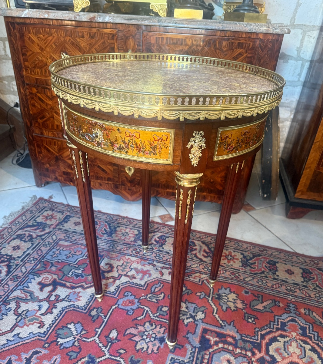 Louis XVI Style Living Room Pedestal Table, Napoleon III Period-photo-8