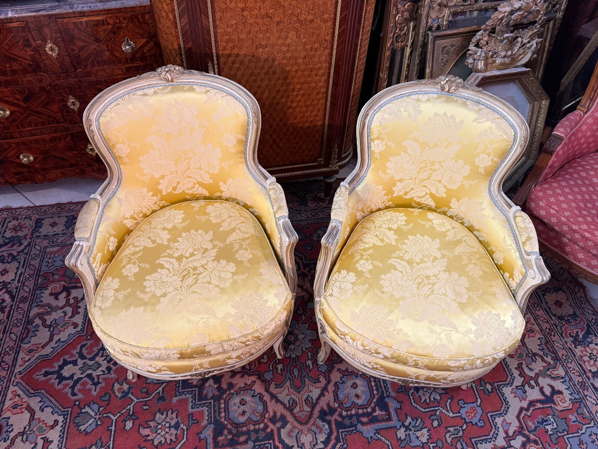 Pair Of Louis XV Style Bergeres Armchairs-photo-2