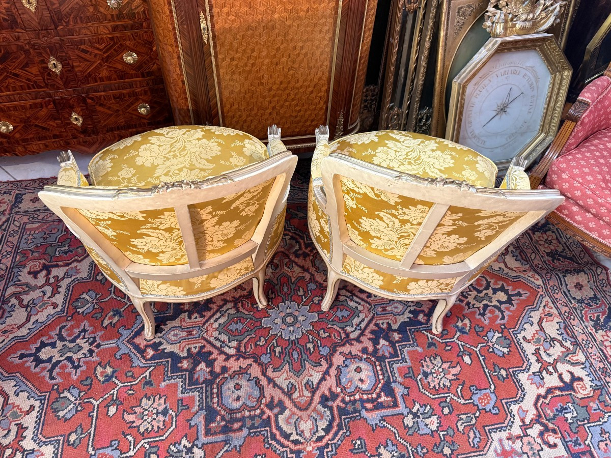 Pair Of Louis XV Style Bergeres Armchairs-photo-4