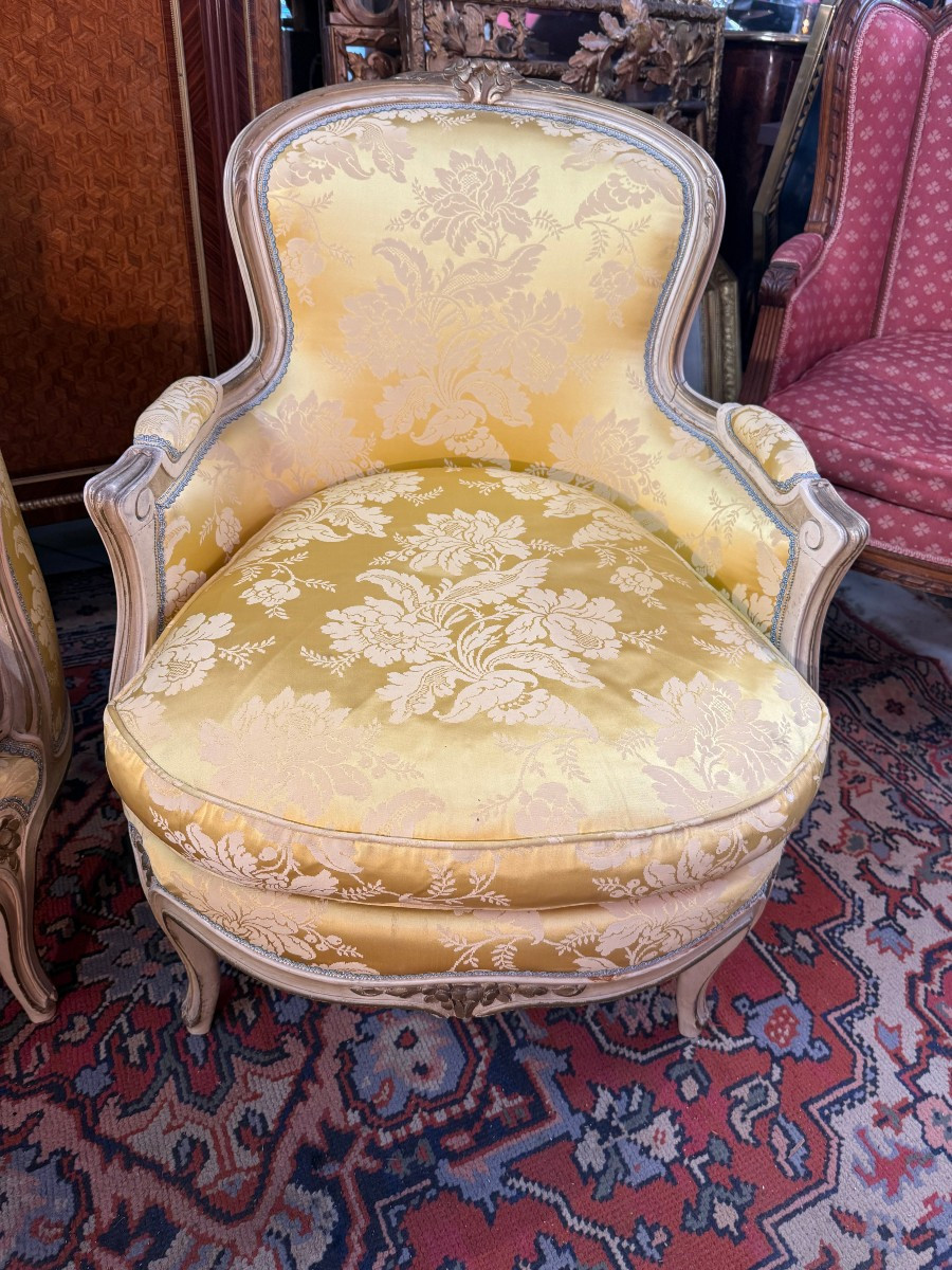 Pair Of Louis XV Style Bergeres Armchairs-photo-1